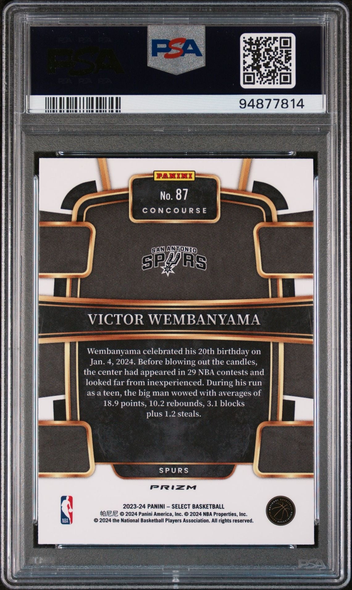 2023 PANINI SELECT | TRI-COLORVICTOR WEMBANYAMA 87