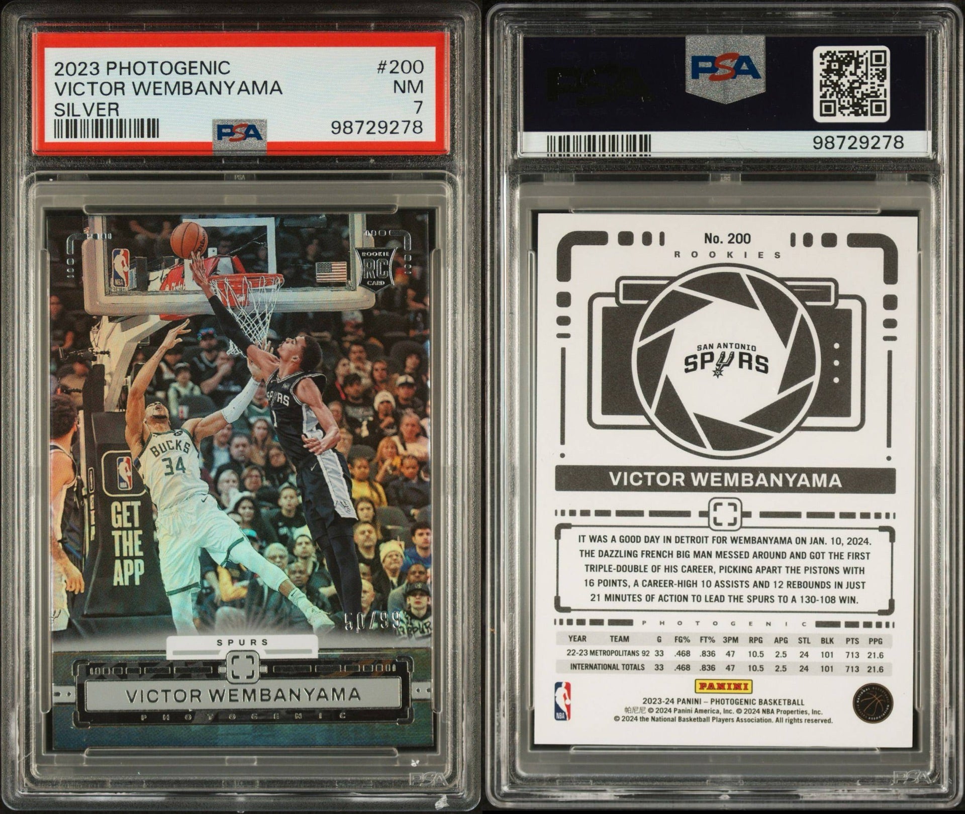 2023 PANINI PHOTOGENIC | SILVER [#50/99] VICTOR WEMBANYAMA 200