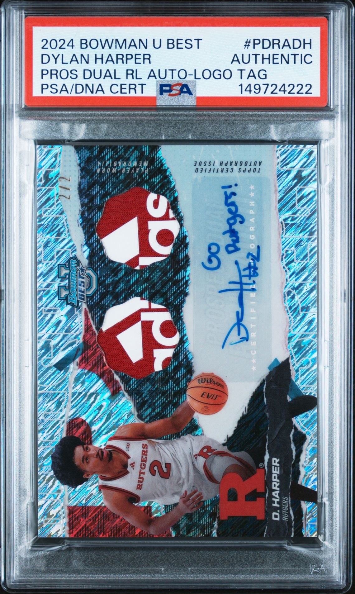 DYLAN HARPER.  2024 BOWMAN UNIVERSITY BEST PROSPECT DUAL RELIC AUTOGRAPHS | BRAND LOGO TAG [#2/2]