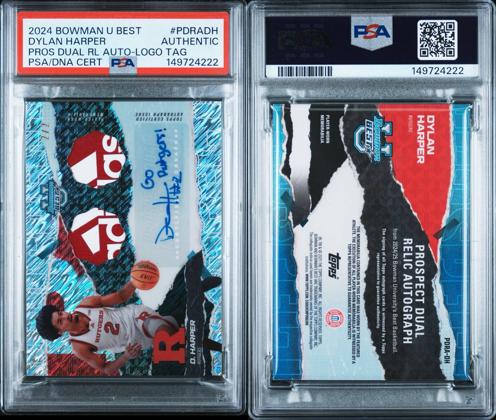 DYLAN HARPER.  2024 BOWMAN UNIVERSITY BEST PROSPECT DUAL RELIC AUTOGRAPHS | BRAND LOGO TAG [#2/2]